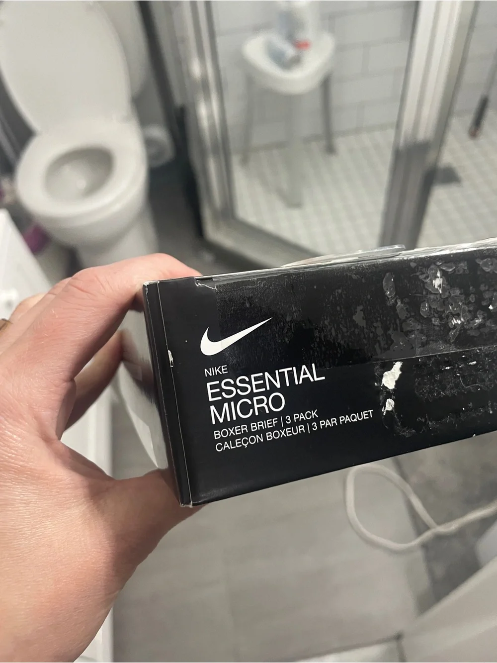 Nike Essential Micro Boxer Briefs - Black with White Logo (3 Pack)